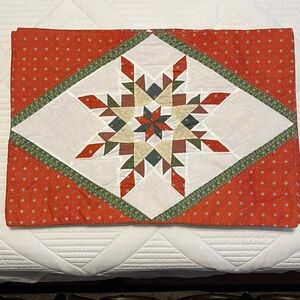 Rust, Green and Beige Quilted Placemats (6) and (4) matching Valances